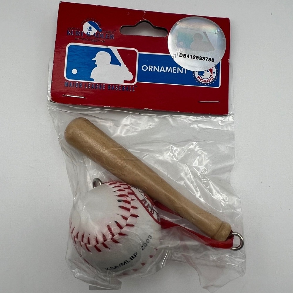 Boston Red Sox Kurt Adler Bat and Ball Christmas Ornament 2003 New In Package